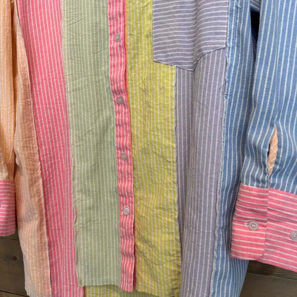 Vintage Davi & Dani Multicolor Cotton Stripe Button Down Women’s Large - Picture 3 of 8